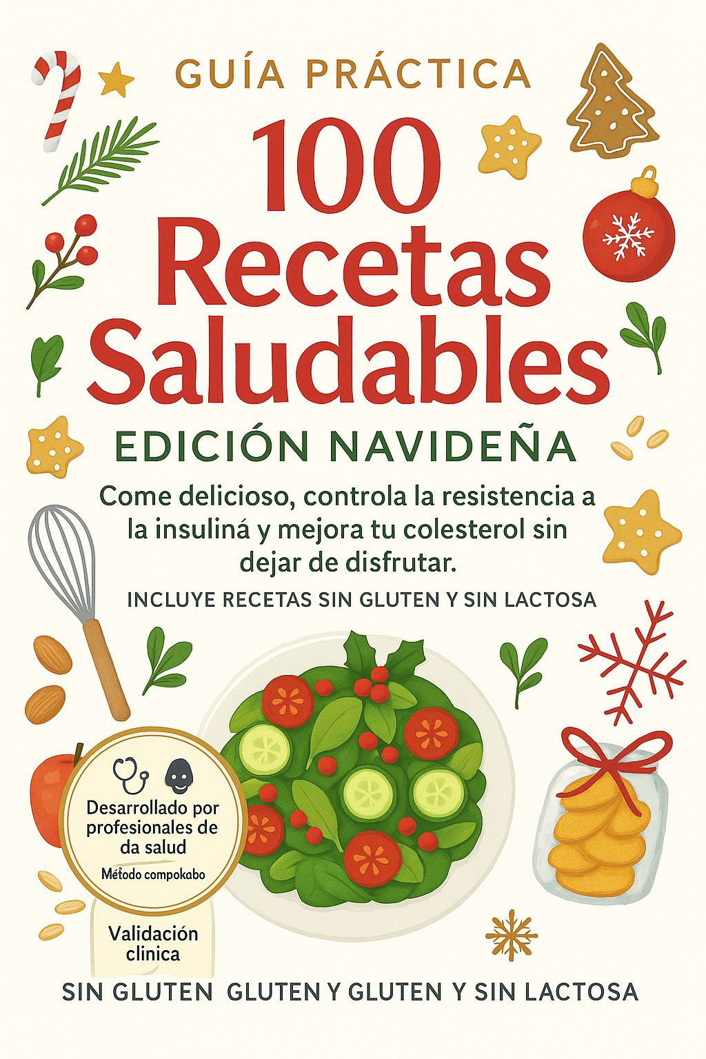 Pack 100 Recetas Festivas Sin Culpa 🎄 Transforma tus fiestas sin renunciar al sabor.                        Ideal si tienes resistencia a la insulina o colesterol alto y quieres disfrutar sin culpa.